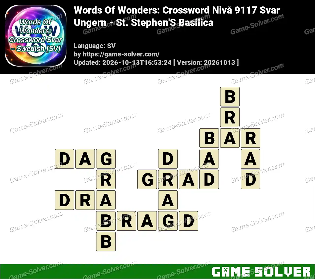 Words Of Wonders: Crossword Nivå 9117 Svar – Ungern – St. Stephen’S Basilica